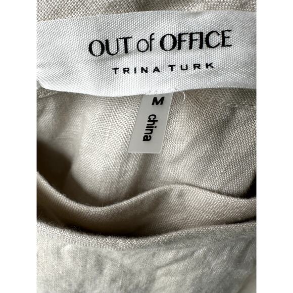 Trina Turk Sz M Out of Office 100% Linen Maxi Wrap Skirt, Minimalist Neutral - Picture 3 of 4